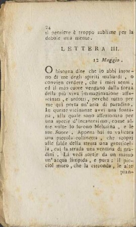 Lettera III. 12 Maggio