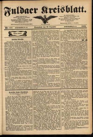 Erste Ausgabe vom Samstag, den 20. Dezember 1902.