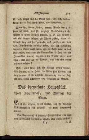 Das dreyzehnte Hauptstück. Vom Augenmaaß, und Betruge der Sinne.