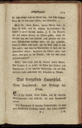 Das dreyzehnte Hauptstück. Vom Augenmaaß, und Betruge der Sinne.