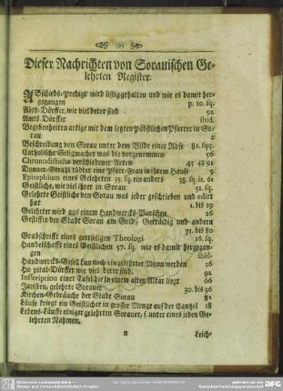 Dieser Nachrichten von Sorauischen Gelehrten Register