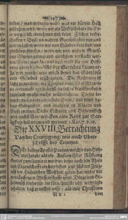 Die XXVIII. Betrachtung, Von der Creutzigung, wie auch Uberschrifft des Creutzes