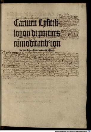 Carmen lysitelilogon de poetices commoditatibus contra sacrilogos div. muneris osores