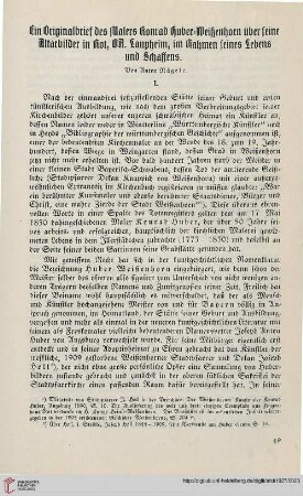 42: Ein Originalbrief des Malers Konrad Huber-Weißenhorn über seine Altarbilder in Rot, OA. Laupheim, im Rahmen seines Lebens und Schaffens