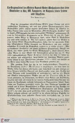 42: Ein Originalbrief des Malers Konrad Huber-Weißenhorn über seine Altarbilder in Rot, OA. Laupheim, im Rahmen seines Lebens und Schaffens