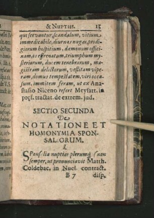 Sectio Secunda De Notatione Et Homonymia Sponsaliorum.