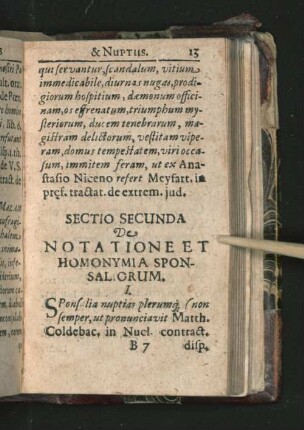 Sectio Secunda De Notatione Et Homonymia Sponsaliorum.