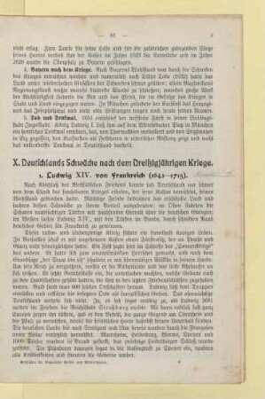 X. Deutschlands Schwäche nach dem Dreißigjährigen Kriege