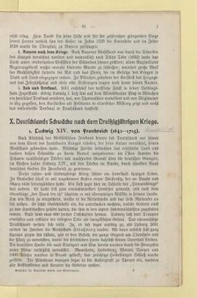 X. Deutschlands Schwäche nach dem Dreißigjährigen Kriege