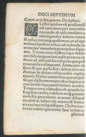 Caput .xvii. fen quartae, De clysteri.