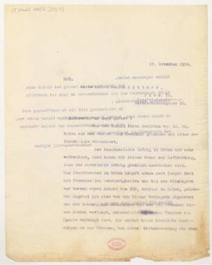 Brief an Julius Bittner : 19.12.1924