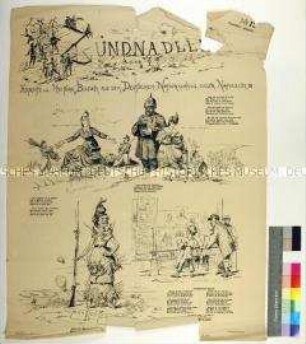 Bilderbogen mit Karikaturen auf Kaiser Napoleon III. und Paris sowie die Bismarcksche Politik während des Deutsch-Französischen Krieges