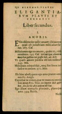 Elegantiarum Plauti Et Terentii Liber secundus.