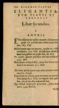 Elegantiarum Plauti Et Terentii Liber secundus.