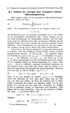 § 1. Existenz der Lösungen einer homogenen linearen Differenzgleichung.