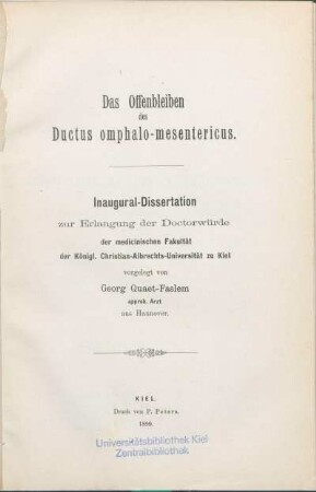 Das Offenbleiben des Ductus omphalo-mesentericus
