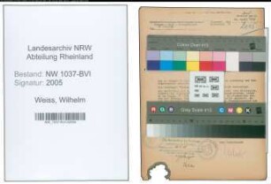 Entnazifizierung Wilhelm Weiss , geb. 22.04.1894 (Elektromeister)