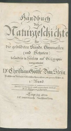 1: Handbuch der Naturgeschichte