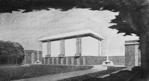 Entwurf für ein eigenes Haus des Architekten — Ansicht der Gartenseite