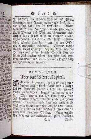 Remarquen Uber das Vierte Capitel.