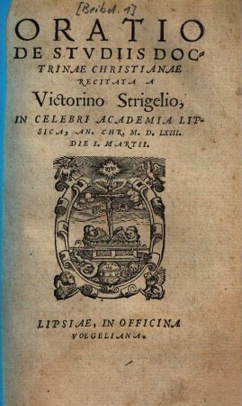 Oratio de studiis doctrinae Christianae
