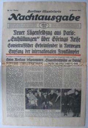 Abendzeitung "Berliner illustrierte Nachtausgabe" u.a. mit der Dementierung deutscher Staatsstreichpläne in Danzig