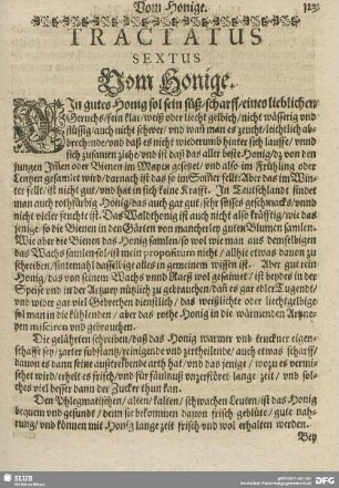 Tractatus Sextus. Vom Honige.