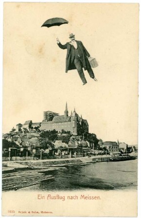 Ein Ausflug nach Meissen : Meißen. Burgberg mit Elbe und "Fliegender Mann"