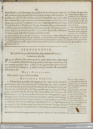 Sectio LXXIX. De variis Dei praefinitionibus, deq[ue] immutabilitate voluntatis divinae