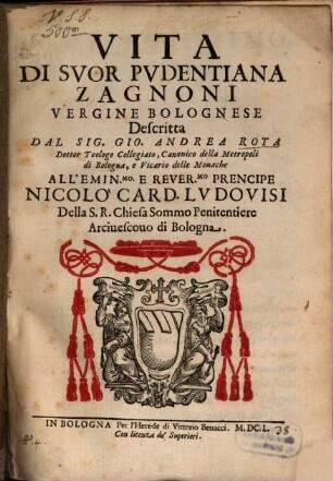 Vita Di Svor Pvdentiana Zagnoni Vergine Bolognese