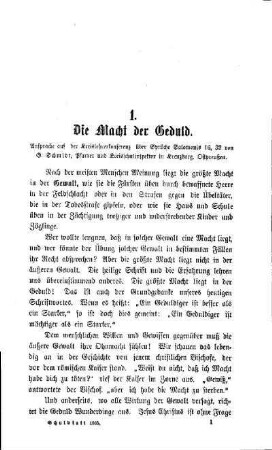 Die Macht der Geduld : Ansprache auf der Kreislehrerkonferenz über Sprüche Salomonis 16, 32