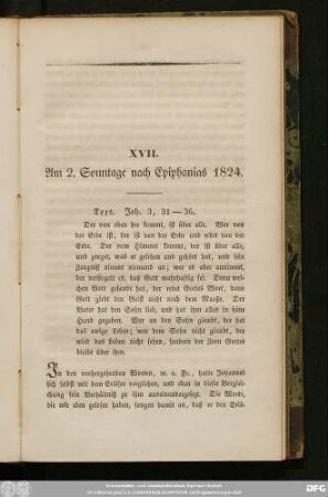XVII. Am 2. Sonntage nach Epiphanias 1824.
