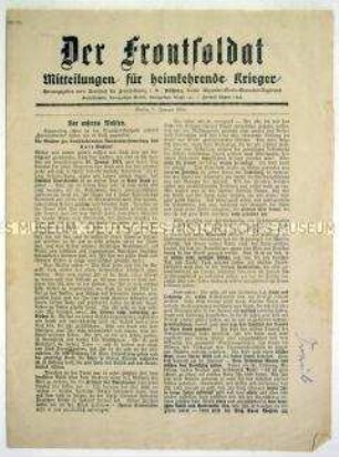 Mitteilungsblatt für Kriegsheimkehrer "Der Frontsoldat"