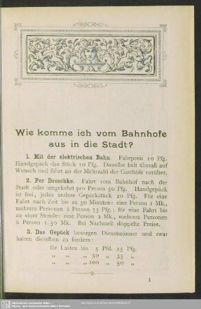 [1. Wichtige Auskünfte für ankommende Fremde]