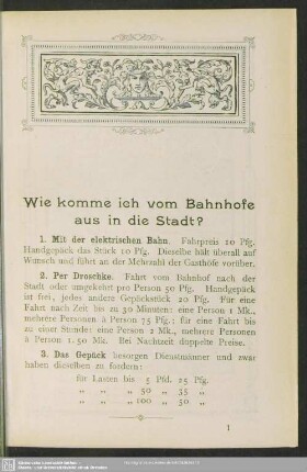 [1. Wichtige Auskünfte für ankommende Fremde]
