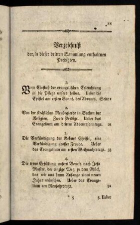 IX-XVI, Verzeichniß