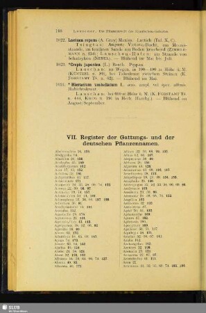 VII. Register der Gattungs- und der deutschen Pflanzennamen