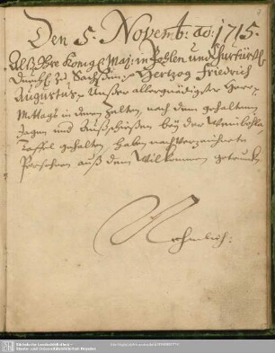 5. Nov. 1715 Augustus Rex u.a