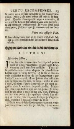 Lettre XI. Ma chère Mère, ...