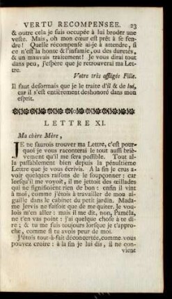 Lettre XI. Ma chère Mère, ...