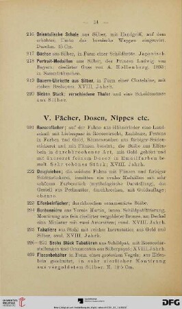 V. Fächer, Dosen, Nippes etc. (Nr. 221-244)