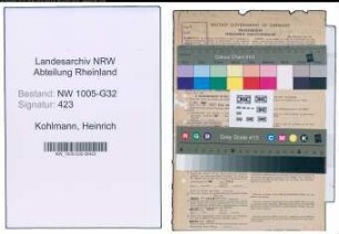 Entnazifizierung Heinrich Kohlmann , geb. 09.09.1908 (Verw.Beamter)