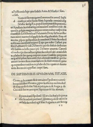 De Septemviris Epulonum. Tit. XIIII.