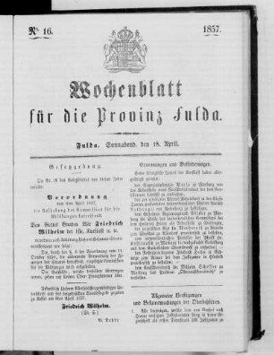 Nr. 16, Ausgabe vom 18. April 1857
