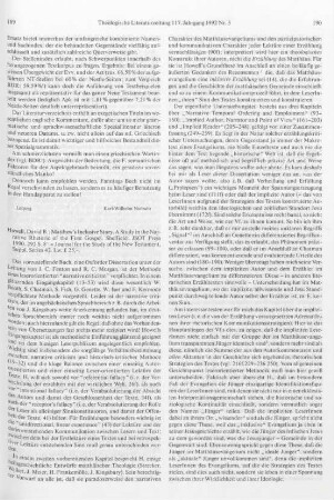 189-191 [Rezension] Howell, David B., Matthew's inclusive story