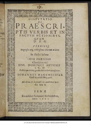Disputatio De Praescriptis Verbis Et In Factum Actionibus