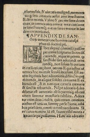 Appendix De Sanctorum veneratione hominis cuiuspi [!] piam tum docti tum pii.