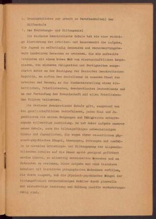 A. Grundsätzliches zur Arbeit im Berufsschulteil der Hilfsschule