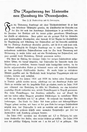 Die Regulierung der Unterelbe von Hamburg bis Brunshausen.