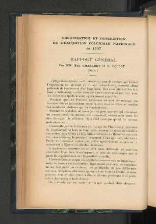 Organisation et description de l'exposition coloniale nationale de 1907